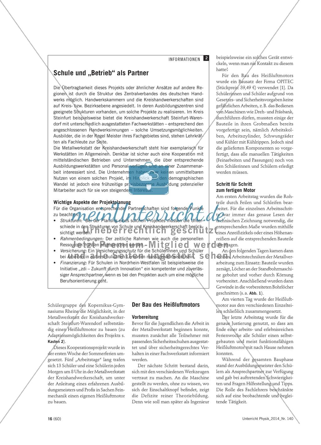 Heißluftmotoren selbst bauen - Eine Kooperation zwischen Kreishandwerkerschaft und Gymnasium Preview 2