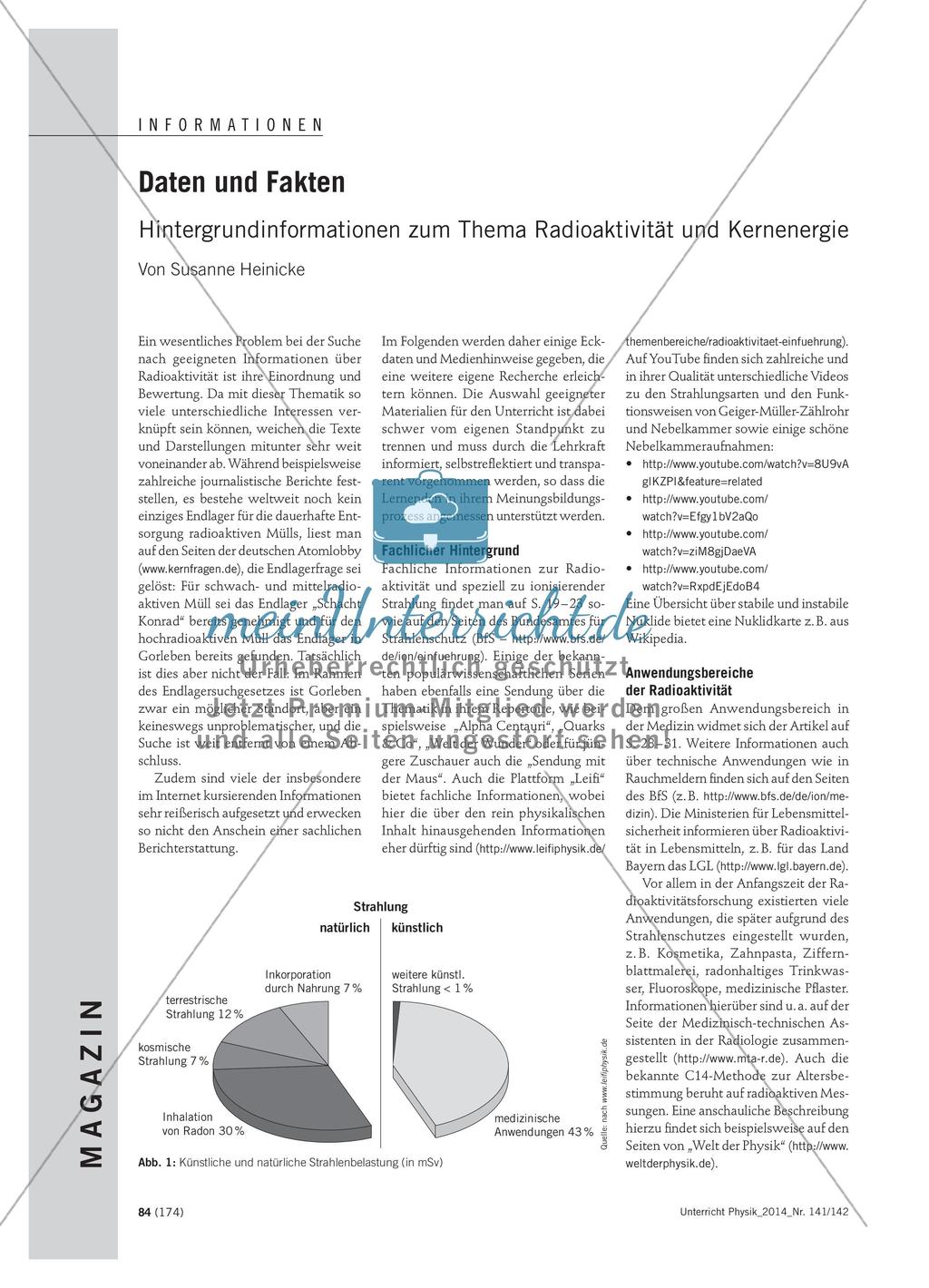 Daten und Fakten - Hintergrundinformationen zum Thema Radioaktivität und Kernenergie Preview 1
