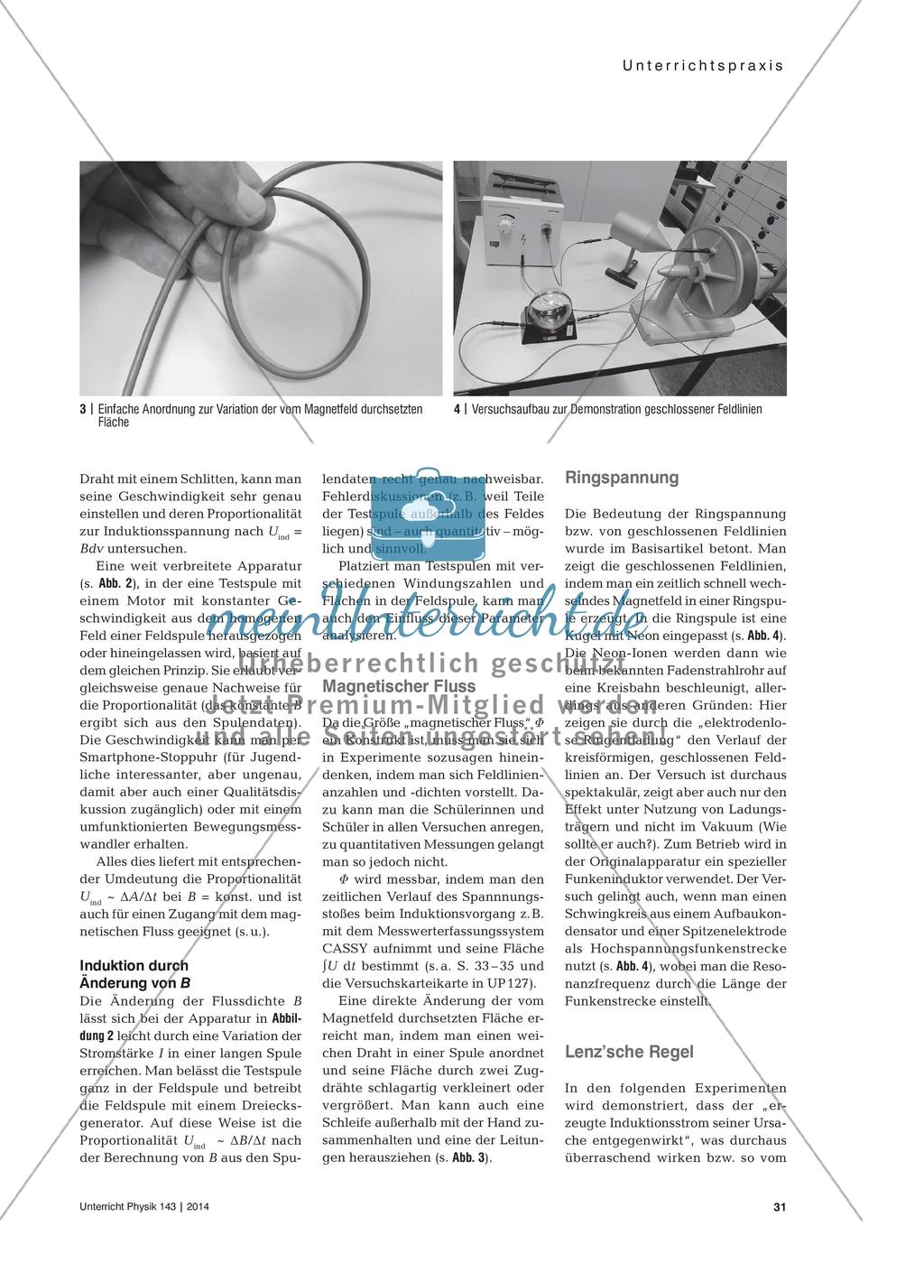 Das Induktionsphänomen demonstrieren und untersuchen - Eine Übersicht über geeignete Experimente und Apparaturen Preview 2