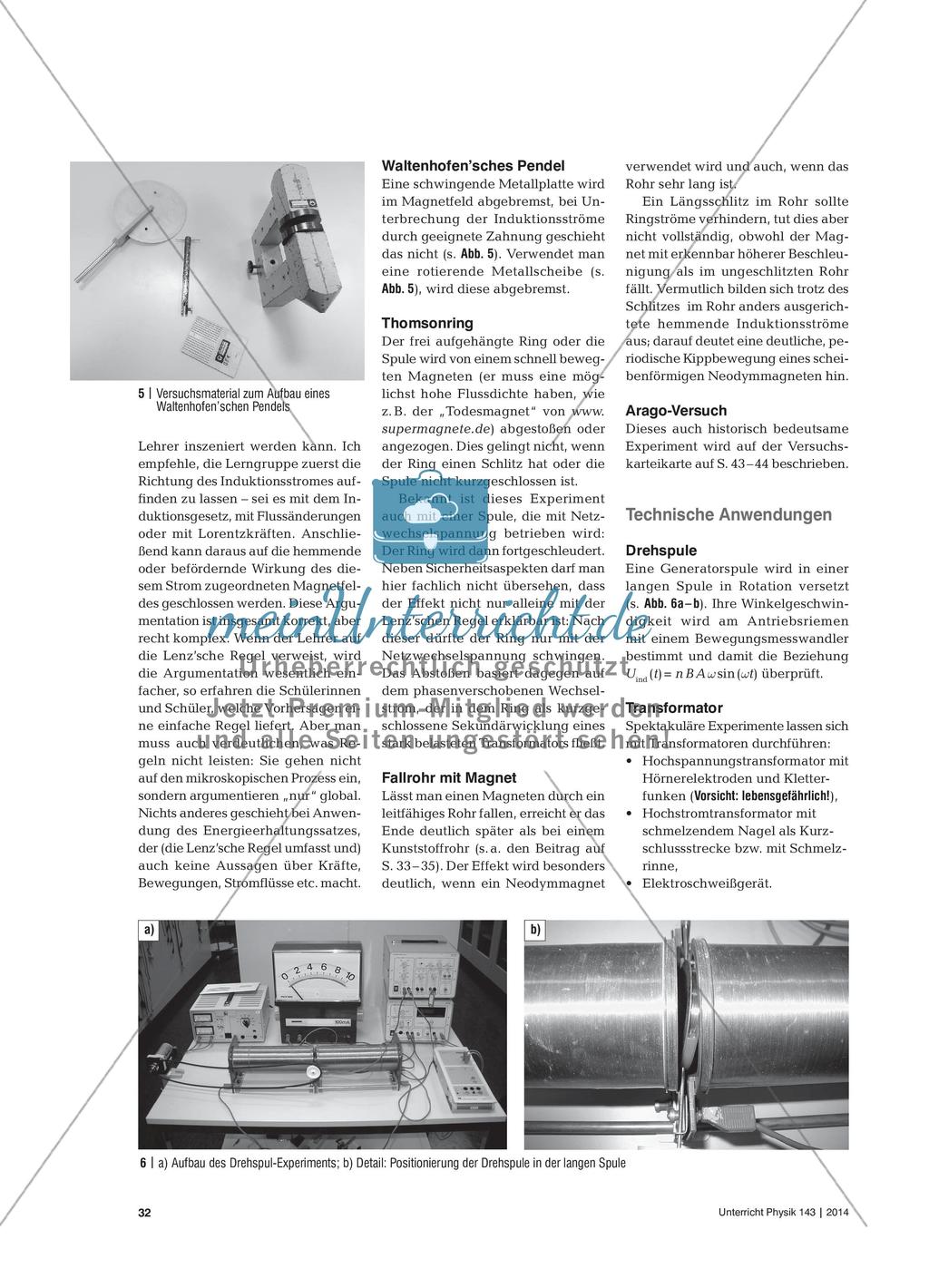Das Induktionsphänomen demonstrieren und untersuchen - Eine Übersicht über geeignete Experimente und Apparaturen Preview 3
