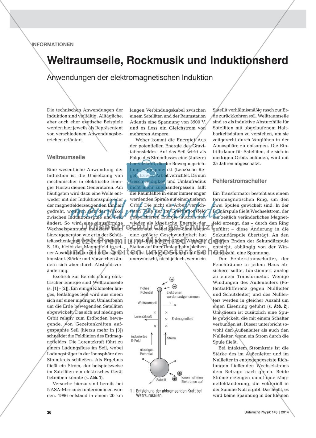 Weltraumseile, Rockmusik und Induktionsherd - Anwendungen der elektromagnetischen Induktion Preview 1
