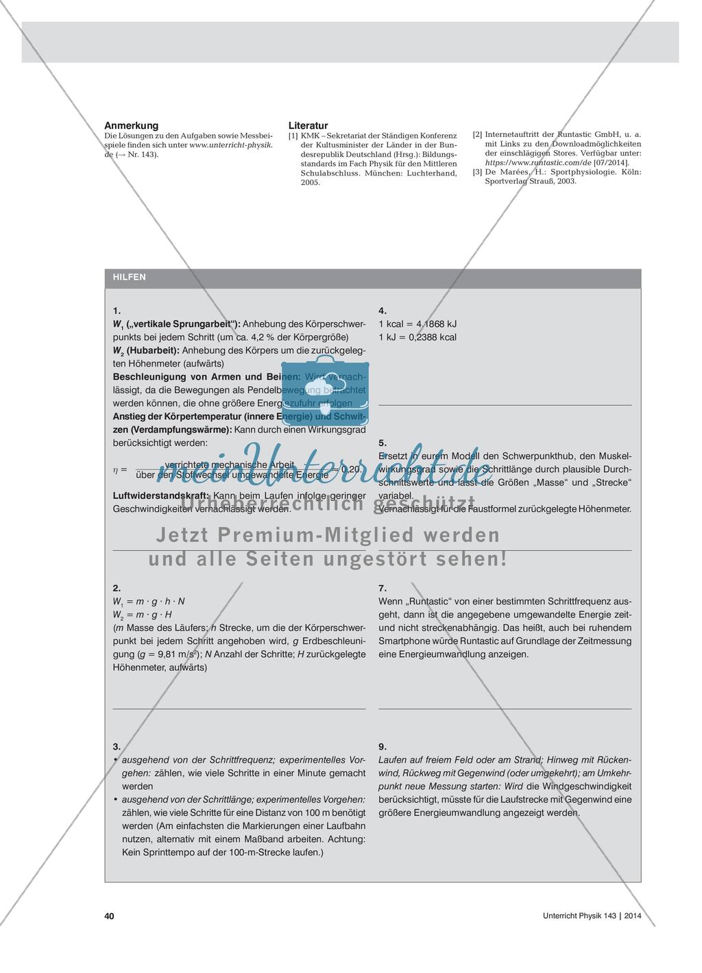 Energieumwandlung beim Laufen - Experimente und Modellierung mithilfe von Smartphones Preview 2