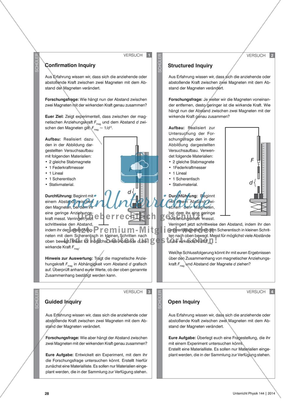 Untersuchung der magnetischen Kraftwirkung - Ein Ansatz zur systematischen Öffnung experimenteller Aufgabenstellungen Preview 2