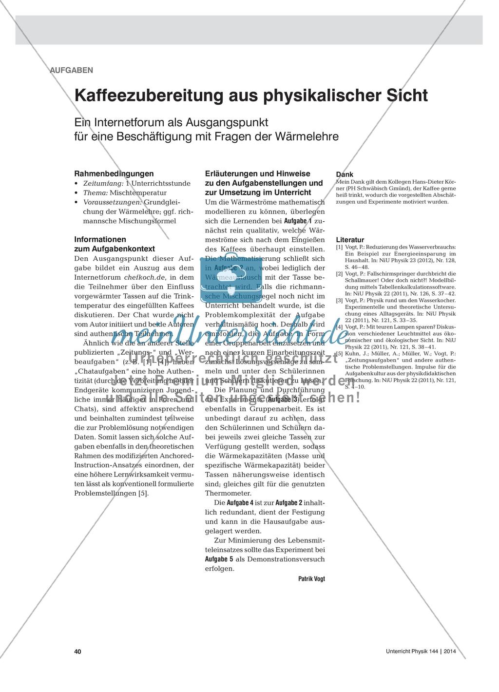 Kaffeezubereitung aus physikalischer Sicht Preview 1