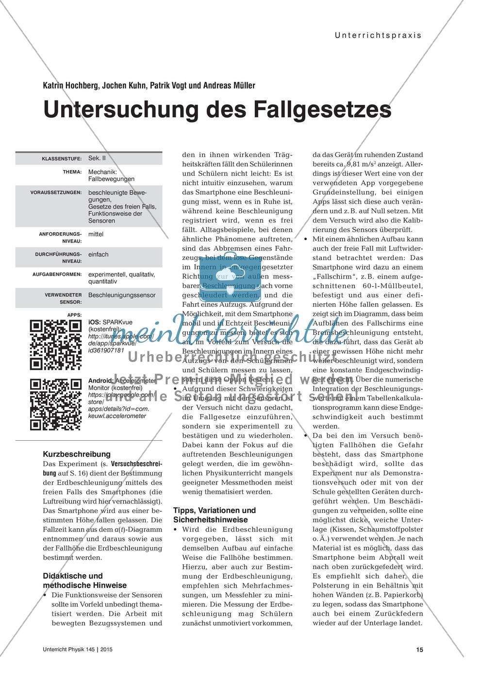 Untersuchung des Fallgesetzes Preview 1