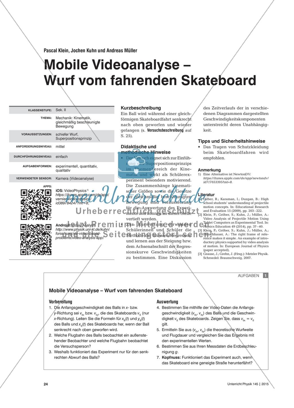 Mobile Videoanalyse – Wurf vom fahrenden Skateboard Preview 1