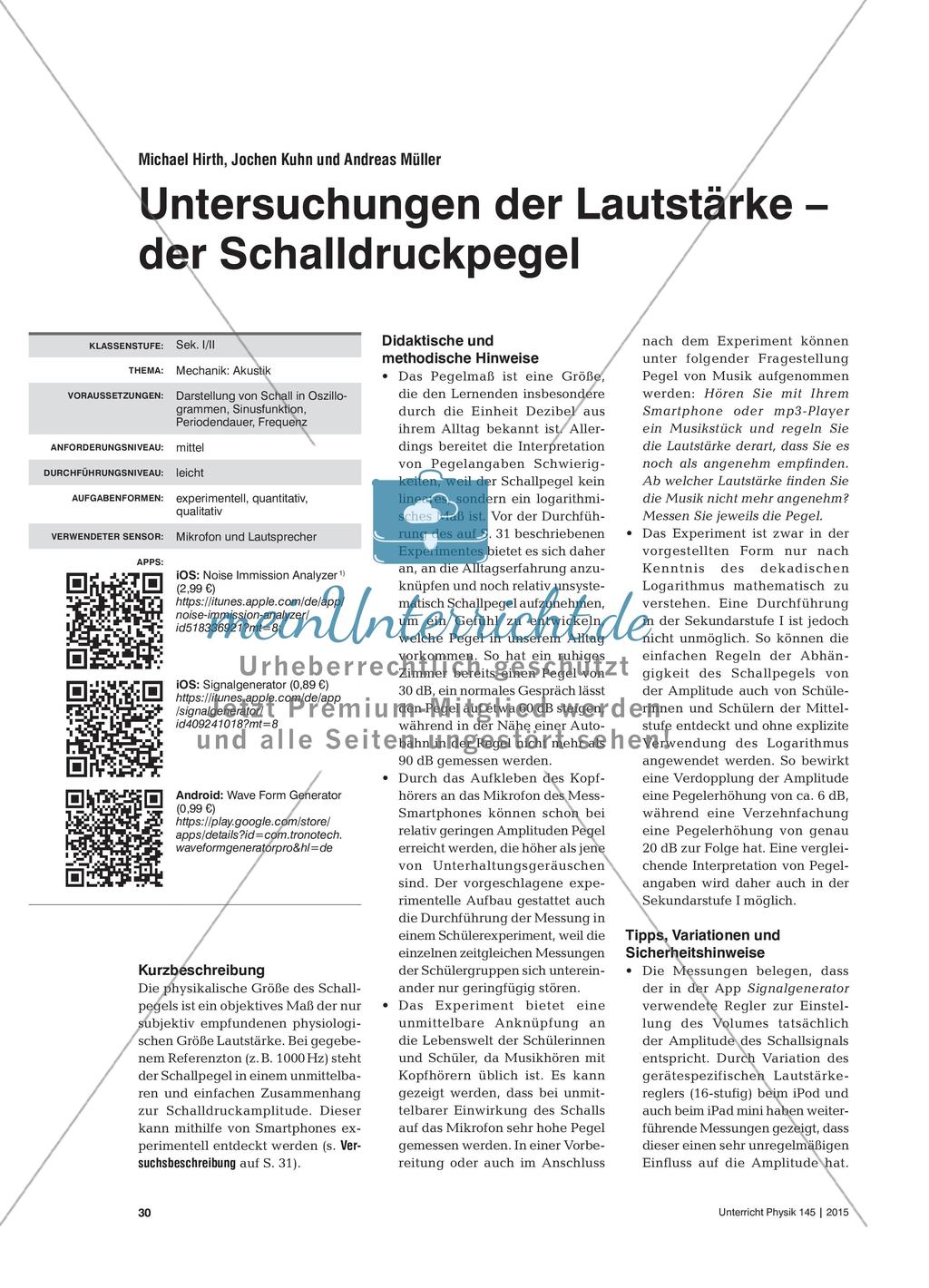 Untersuchungen der Lautstärke – der Schalldruckpegel Preview 1