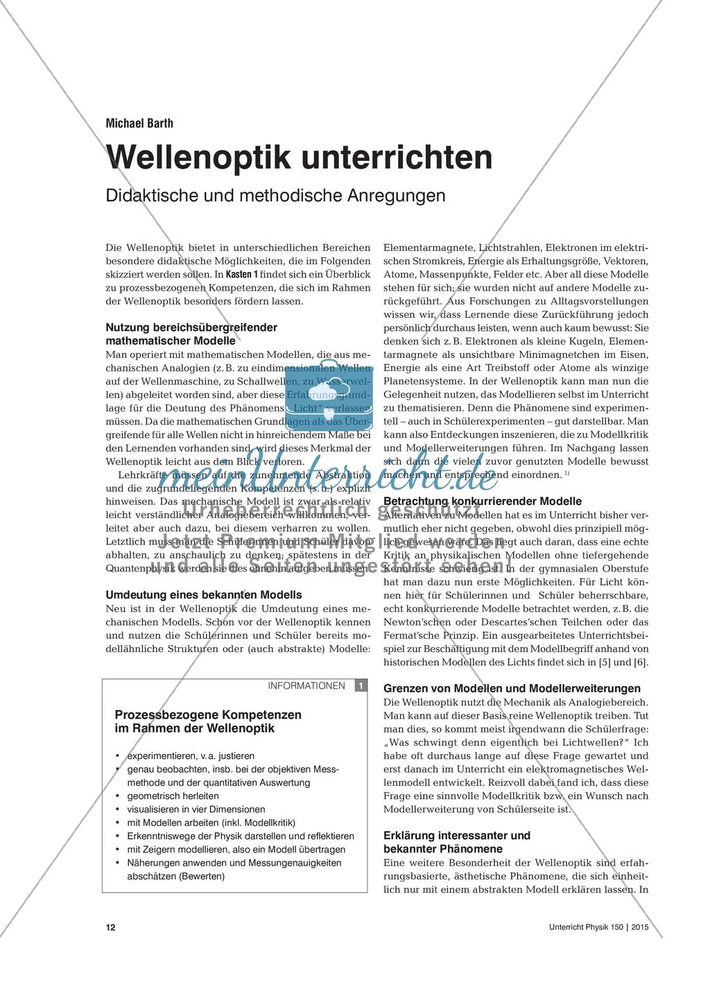 Wellenoptik unterrichten - Didaktische und methodische Anregungen Preview 1