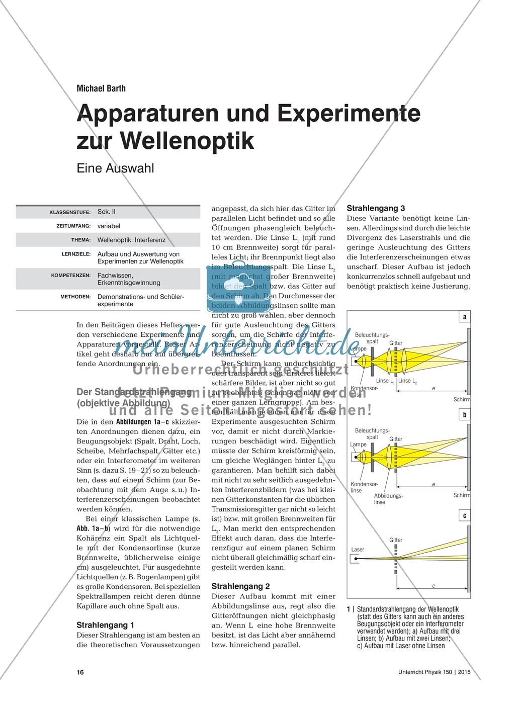 Apparaturen und Experimente zur Wellenoptik - Eine Auswahl Preview 1