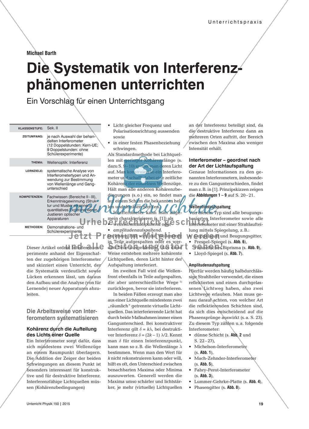 Die Systematik von Interferenzphänomenen unterrichten - Ein Vorschlag für einen Unterrichtsgang Preview 1