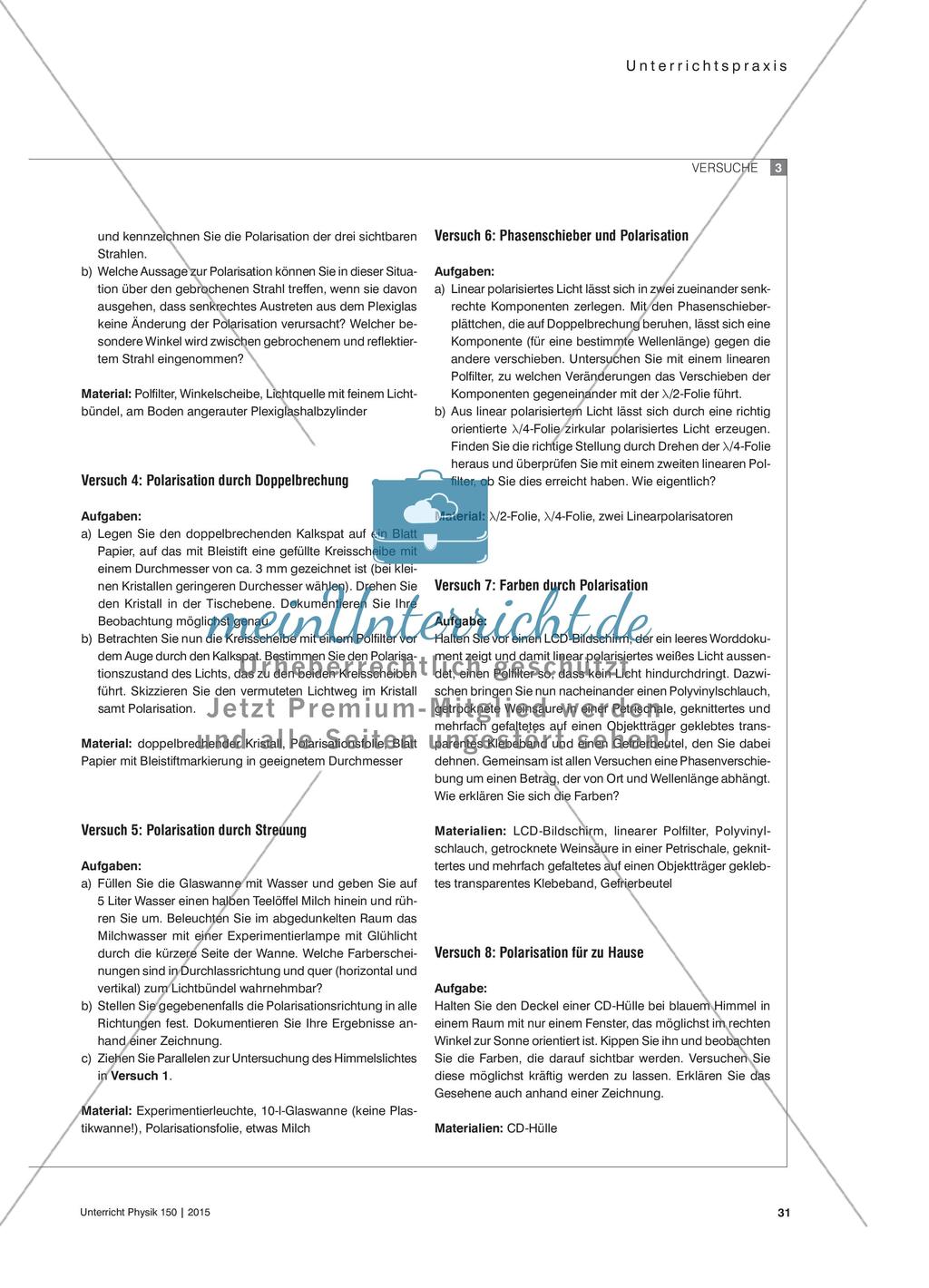 Über Polarisation unterrichten - Ein experimenteller Zugang zum Thema Polarisation Preview 4