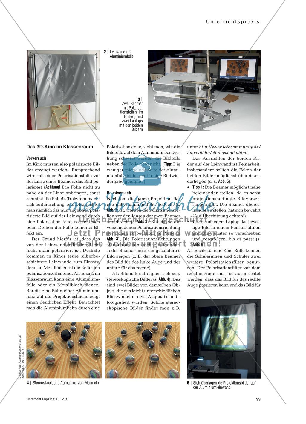 Von der Polarisation zum 3D-Kino - Experimente zur Funktionsweise aktueller 3D-Visualisierungstechnologie Preview 2