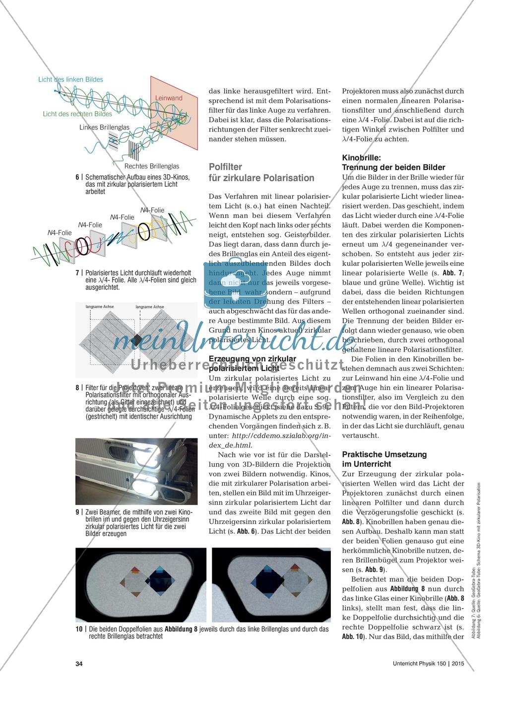 Von der Polarisation zum 3D-Kino - Experimente zur Funktionsweise aktueller 3D-Visualisierungstechnologie Preview 3