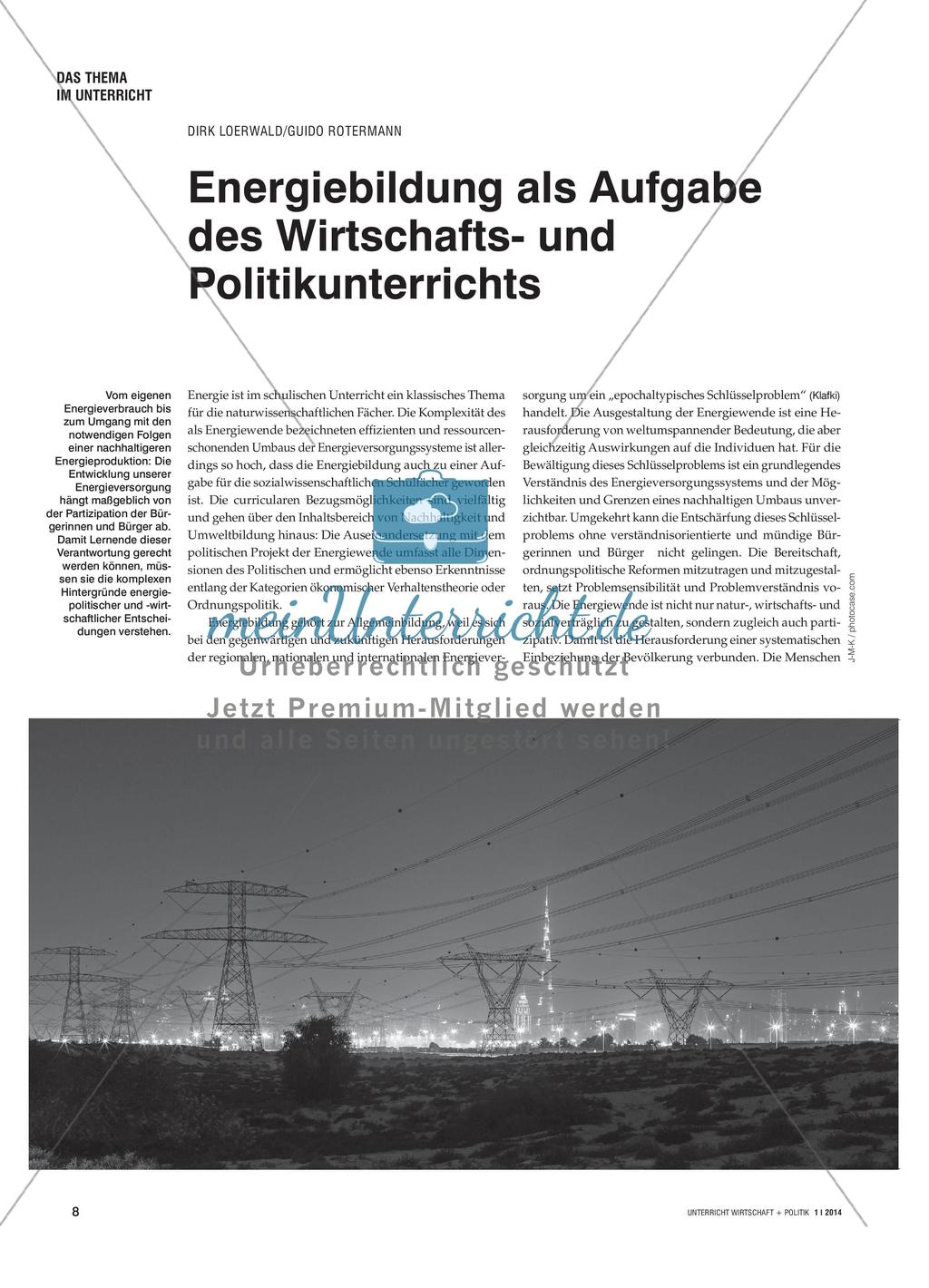 Energiebildung als Aufgabe des Wirtschafts- und Politikunterrichts Preview 1
