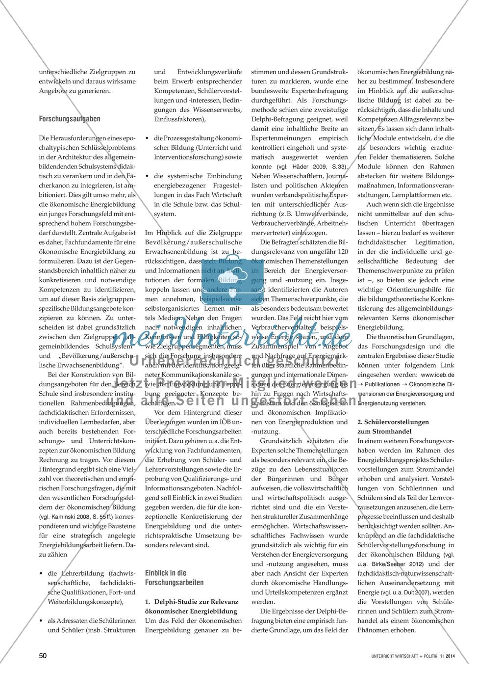 Forschungsfeld Energiebildung unter ökonomischer Perspektive Preview 2