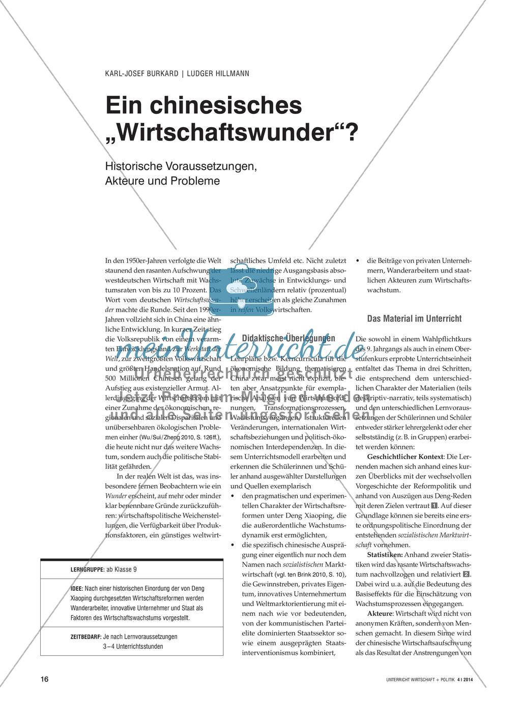 Ein chinesisches „Wirtschaftswunder“? - Historische Voraussetzungen, Akteure und Probleme Preview 1