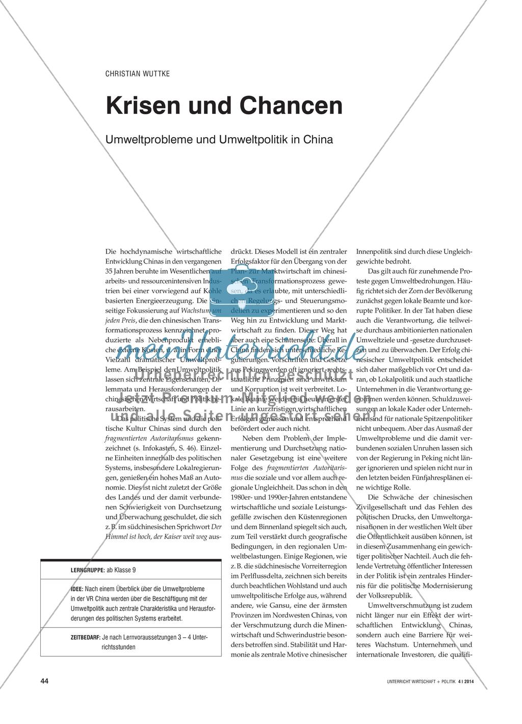 Krisen und Chancen - Umweltprobleme und Umweltpolitik in China Preview 1