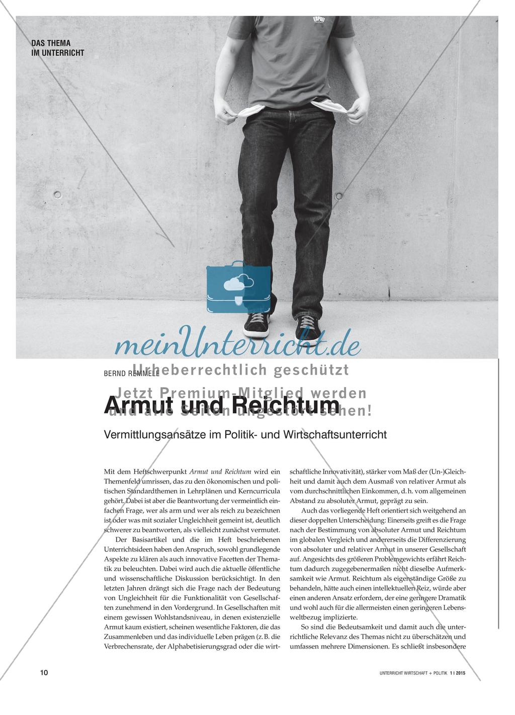 Armut und Reichtum - Vermittlungsansätze im Politik- und Wirtschaftsunterricht Preview 1