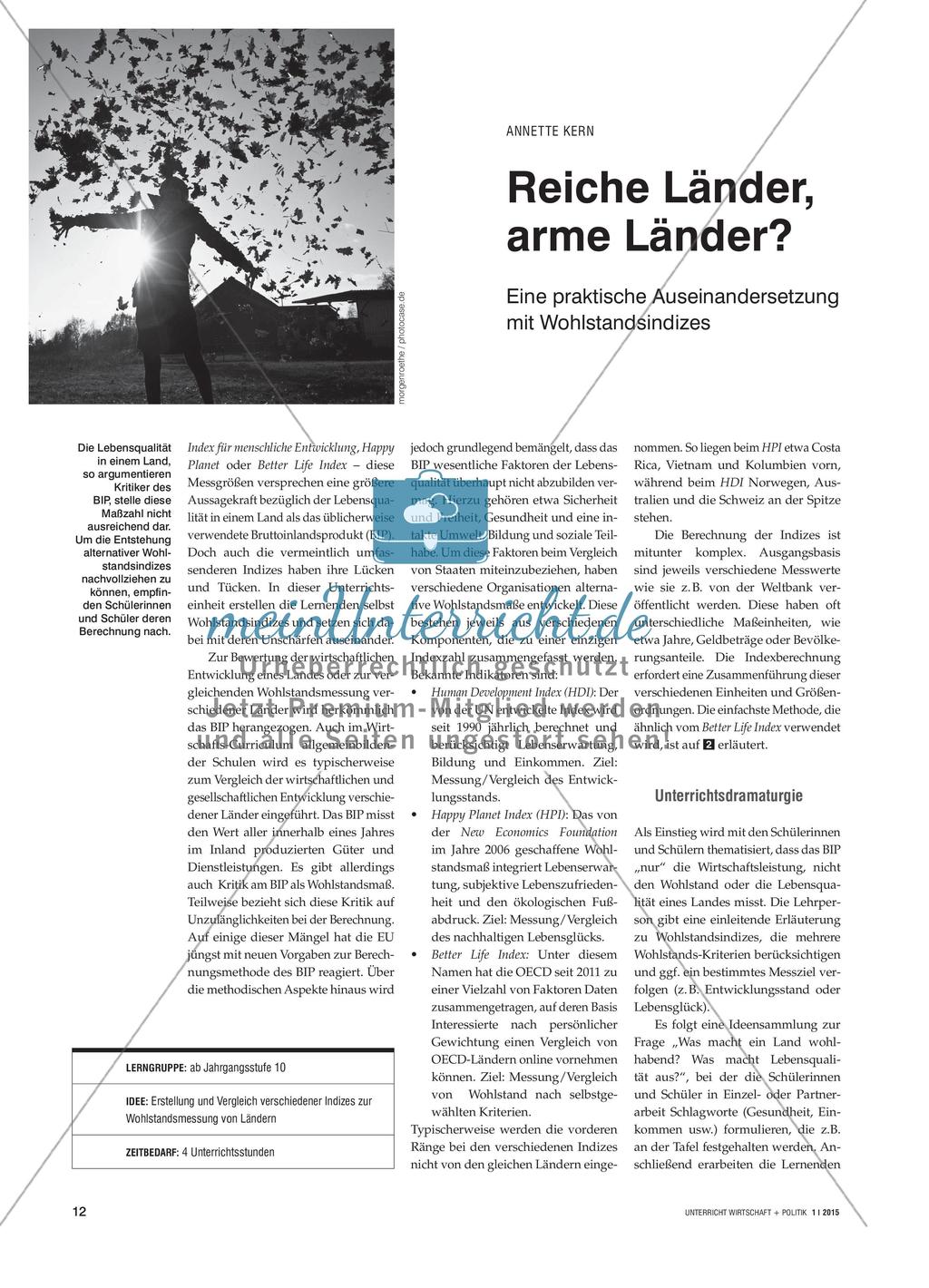 Reiche Länder, arme Länder? - Eine praktische Auseinandersetzung mit Wohlstandsindizes Preview 1