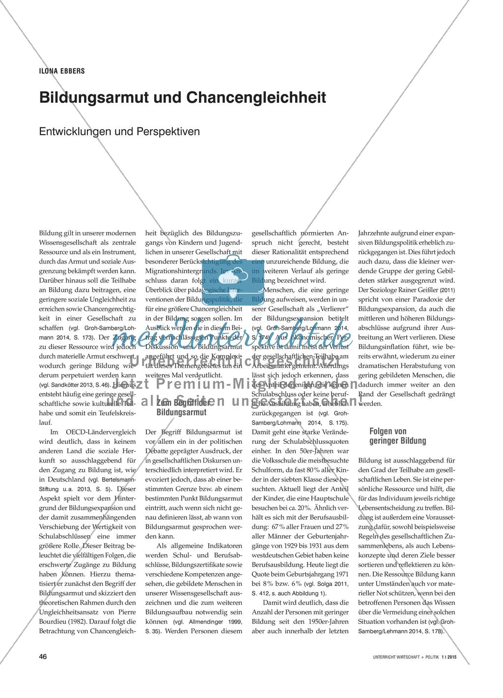 Bildungsarmut und Chancengleichheit - Entwicklungen und Perspektiven Preview 1