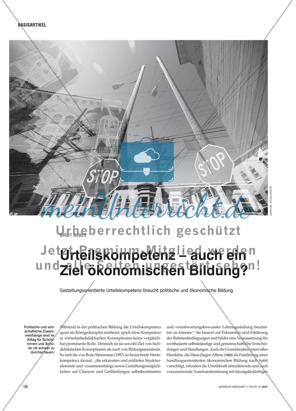 Urteilskompetenz – auch ein Ziel ökonomischen Bildung?: Gestaltungsorientierte Urteilskompetenz braucht politische und ökonomische Bildung Preview 1