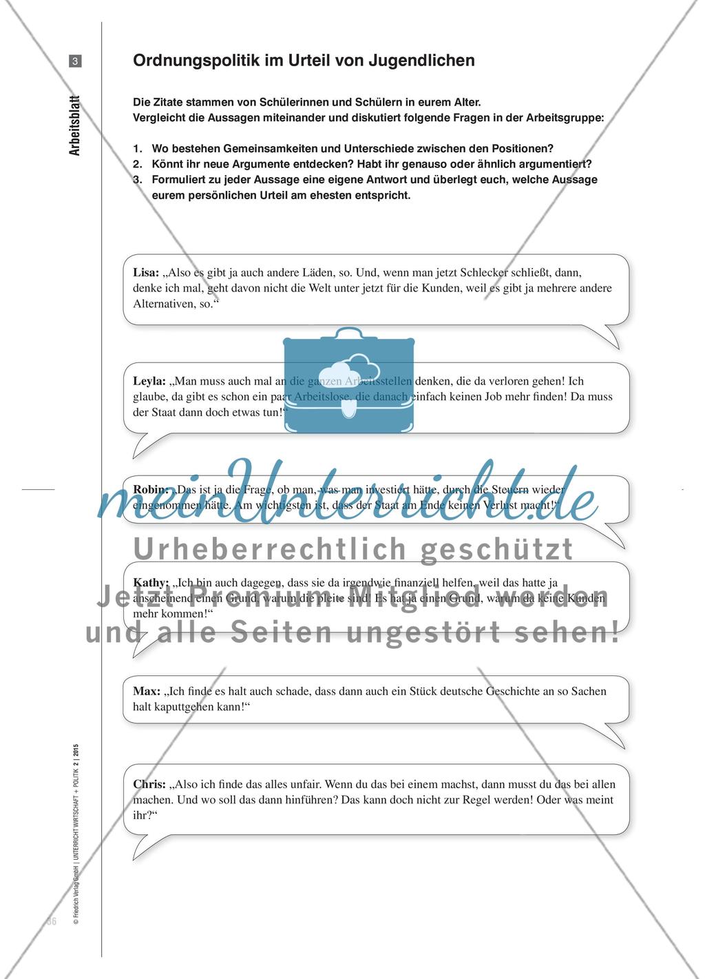 Soll der Staat Wettbewerbsverlierer absichern? - Ordnungspolitik im Urteil von Lernenden Preview 5
