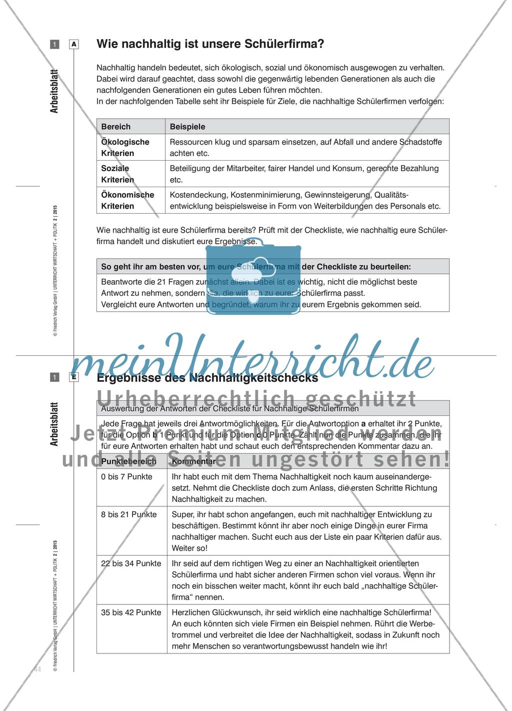 Wie nachhaltig sind wir? - Urteilsbildung bei der Schülerfirmenarbeit Preview 3