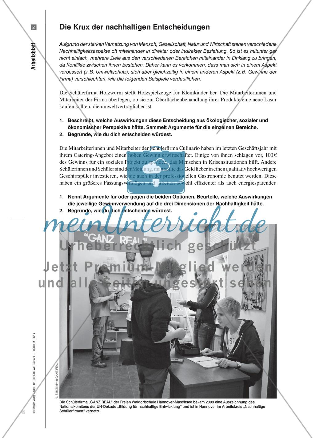 Wie nachhaltig sind wir? - Urteilsbildung bei der Schülerfirmenarbeit Preview 8