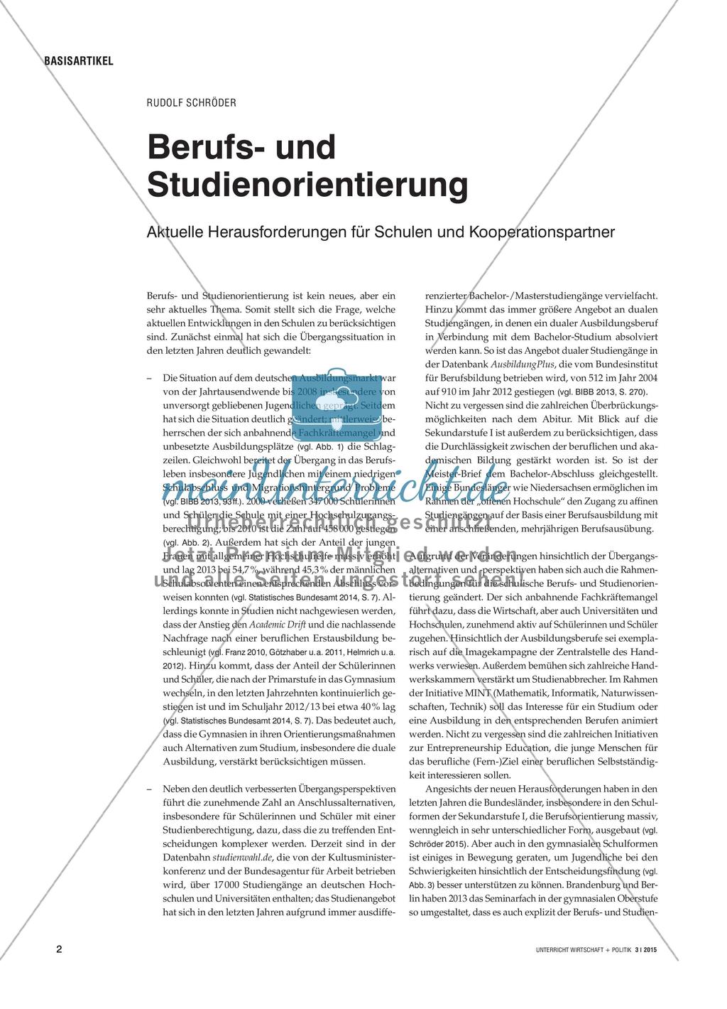 Berufs- und Studienorientierung - Aktuelle Herausforderungen für Schulen und Kooperationspartner Preview 1
