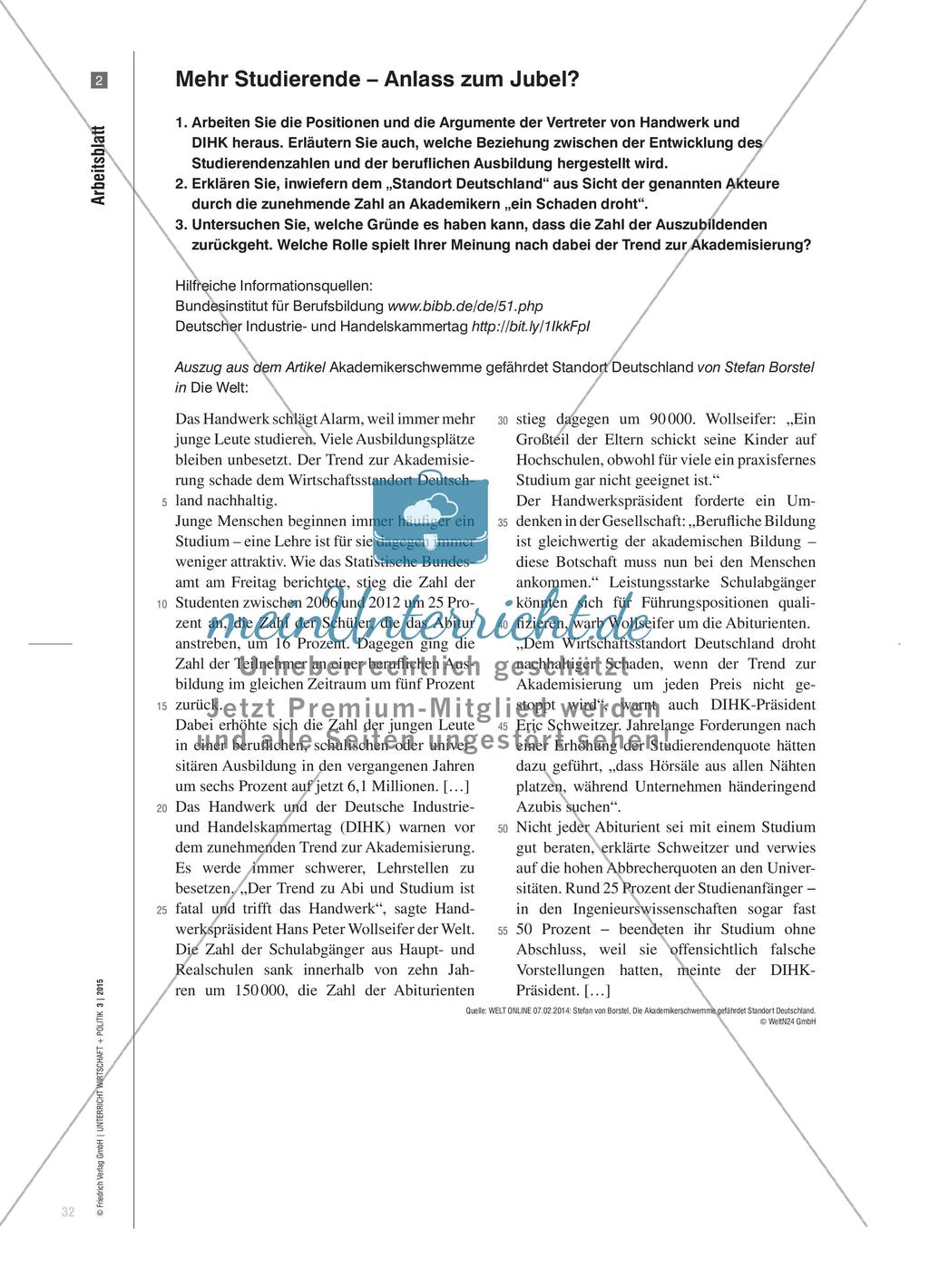 Hörsaal oder Werkstatt? - Zur Diskussion um den „Akademisierungswahn“ Preview 4