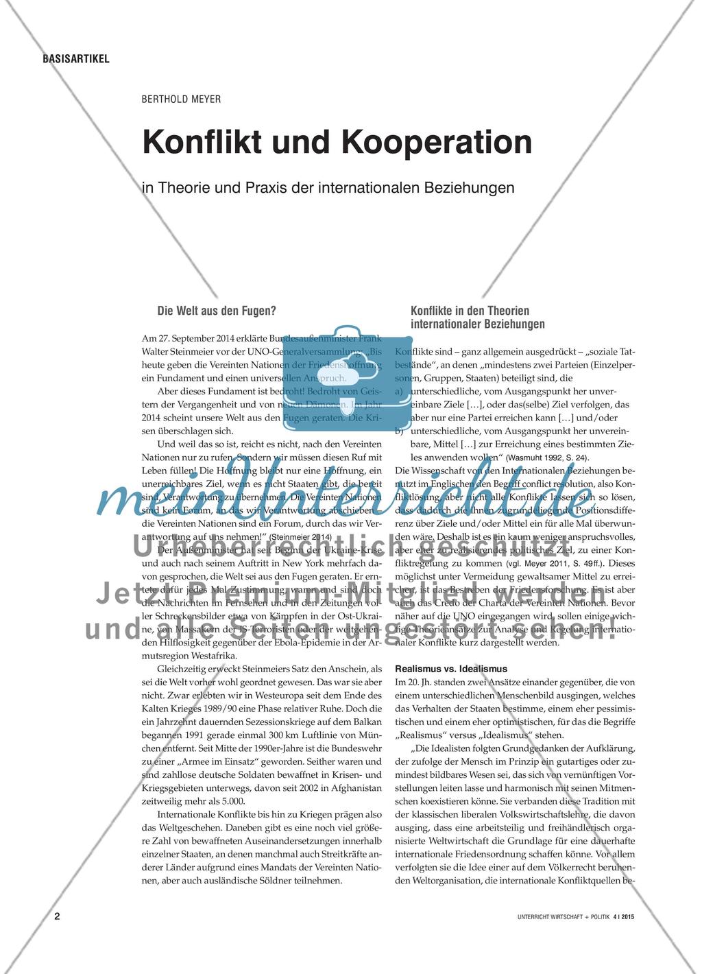 Konflikt und Kooperation - in Theorie und Praxis der internationalen Beziehungen Preview 1