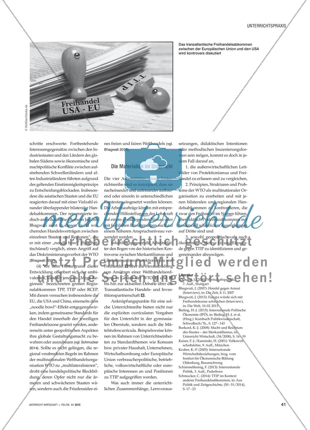Protektionismus oder Freihandel? - Die Transatlantische Handels- und Investitionspartnerschaft (TTIP) aus globaler Perspektive Preview 2