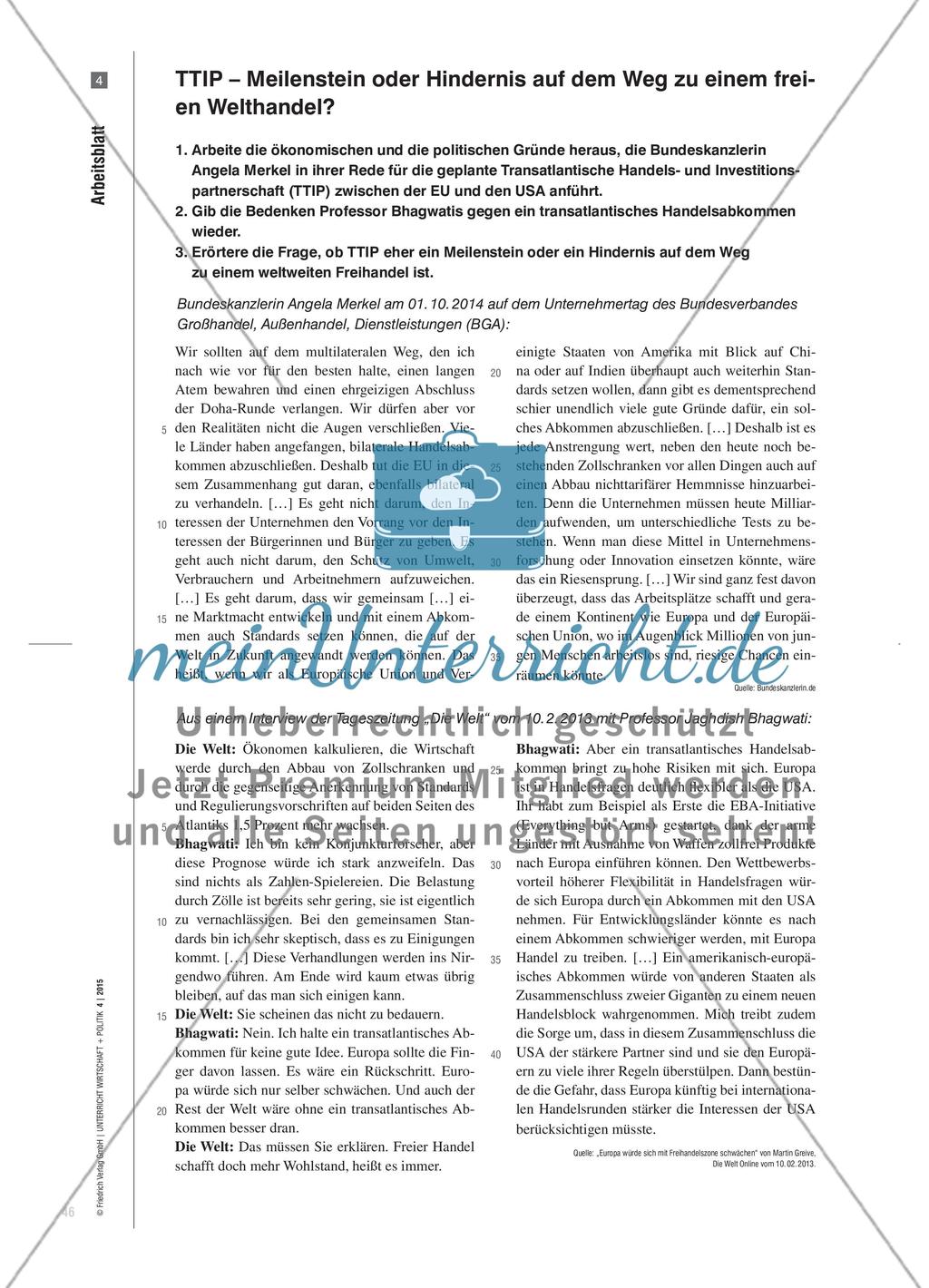Protektionismus oder Freihandel? - Die Transatlantische Handels- und Investitionspartnerschaft (TTIP) aus globaler Perspektive Preview 7