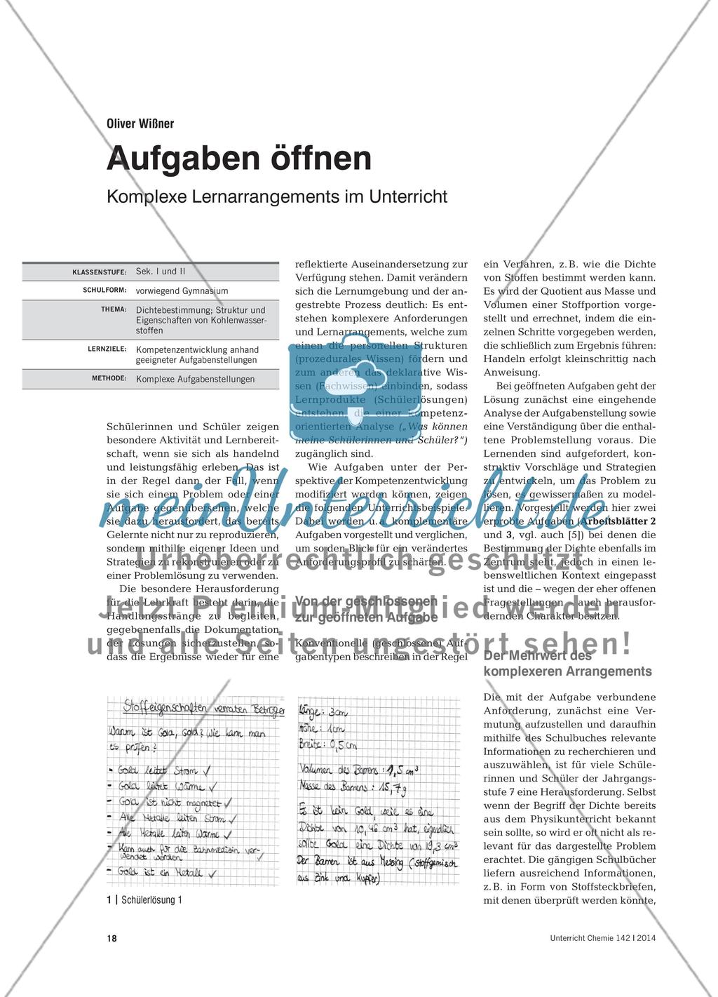 Aufgaben öffnen - Komplexe Lernarrangements im Unterricht Preview 1