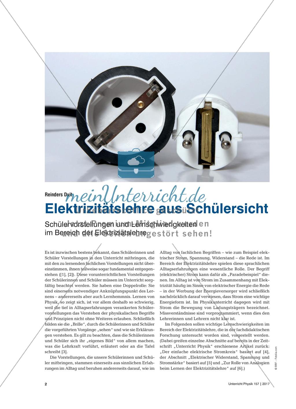 Elektrizitätslehre aus Schülersicht - Schülervorstellungen und Lernschwierigkeiten im Bereich der Elektriziätslehre Preview 1