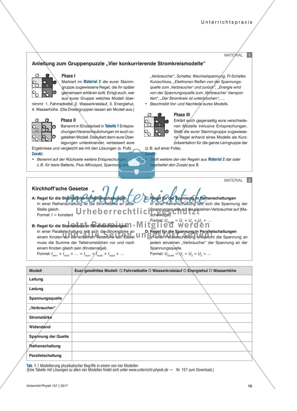 Vier konkurrierende Stromkreismodelle - Ein Gruppenpuzzle Preview 2