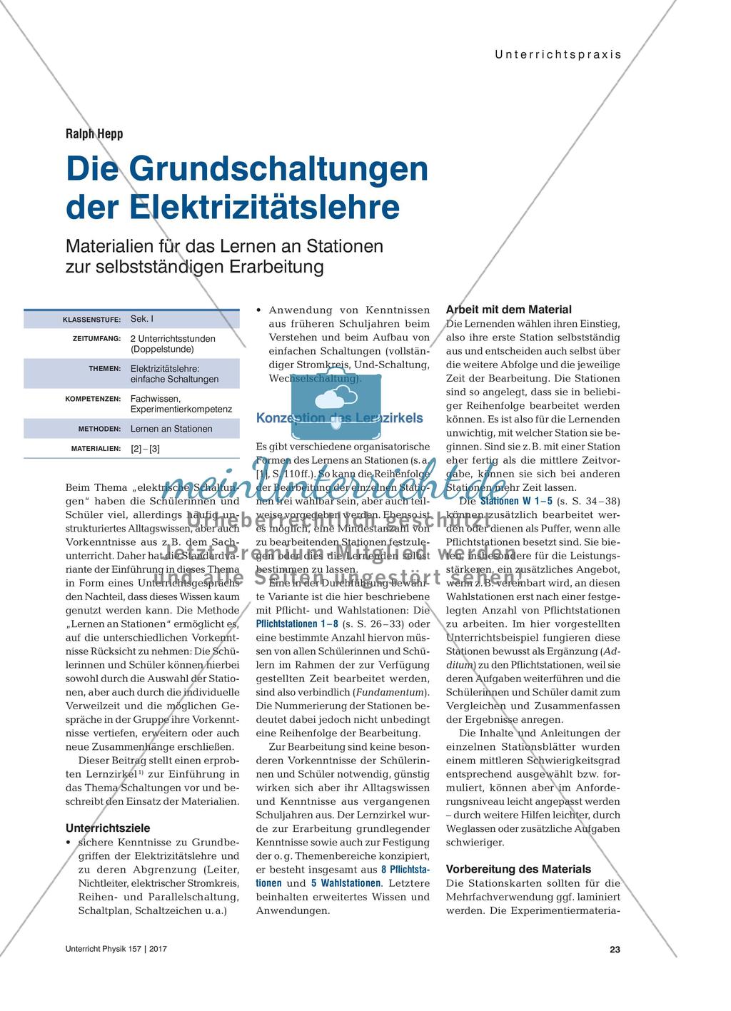 Die Grundschaltungen der Elektrizitätslehre - Materialien für das Lernen an Stationen zur selbstständigen Erarbeitung Preview 1