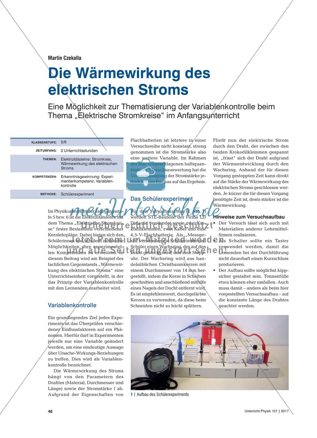 Die Wärmewirkung des elektrischen Stroms Preview 1