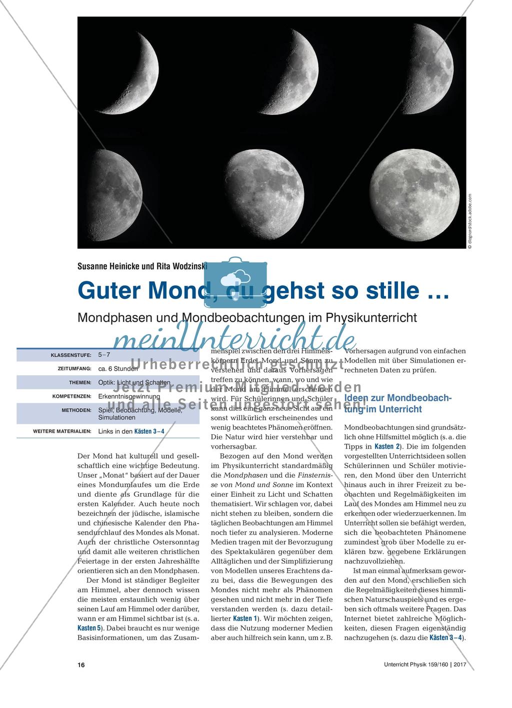 Guter Mond, du gehst so stille … - Mondphasen und Mondbeobachtungen im Physikunterricht Preview 1
