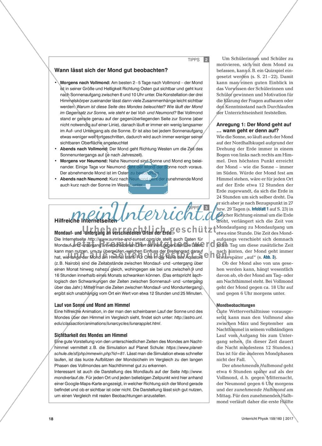 Guter Mond, du gehst so stille … - Mondphasen und Mondbeobachtungen im Physikunterricht Preview 3