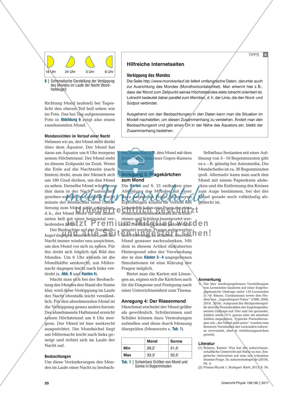Guter Mond, du gehst so stille … - Mondphasen und Mondbeobachtungen im Physikunterricht Preview 5