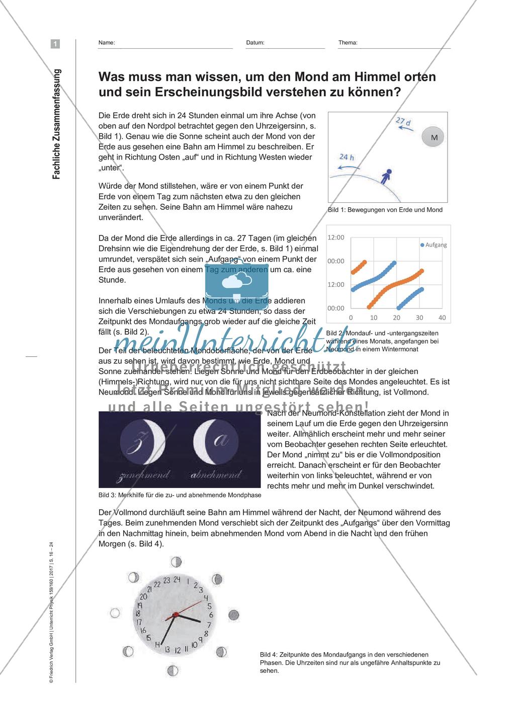 Guter Mond, du gehst so stille … - Mondphasen und Mondbeobachtungen im Physikunterricht Preview 8