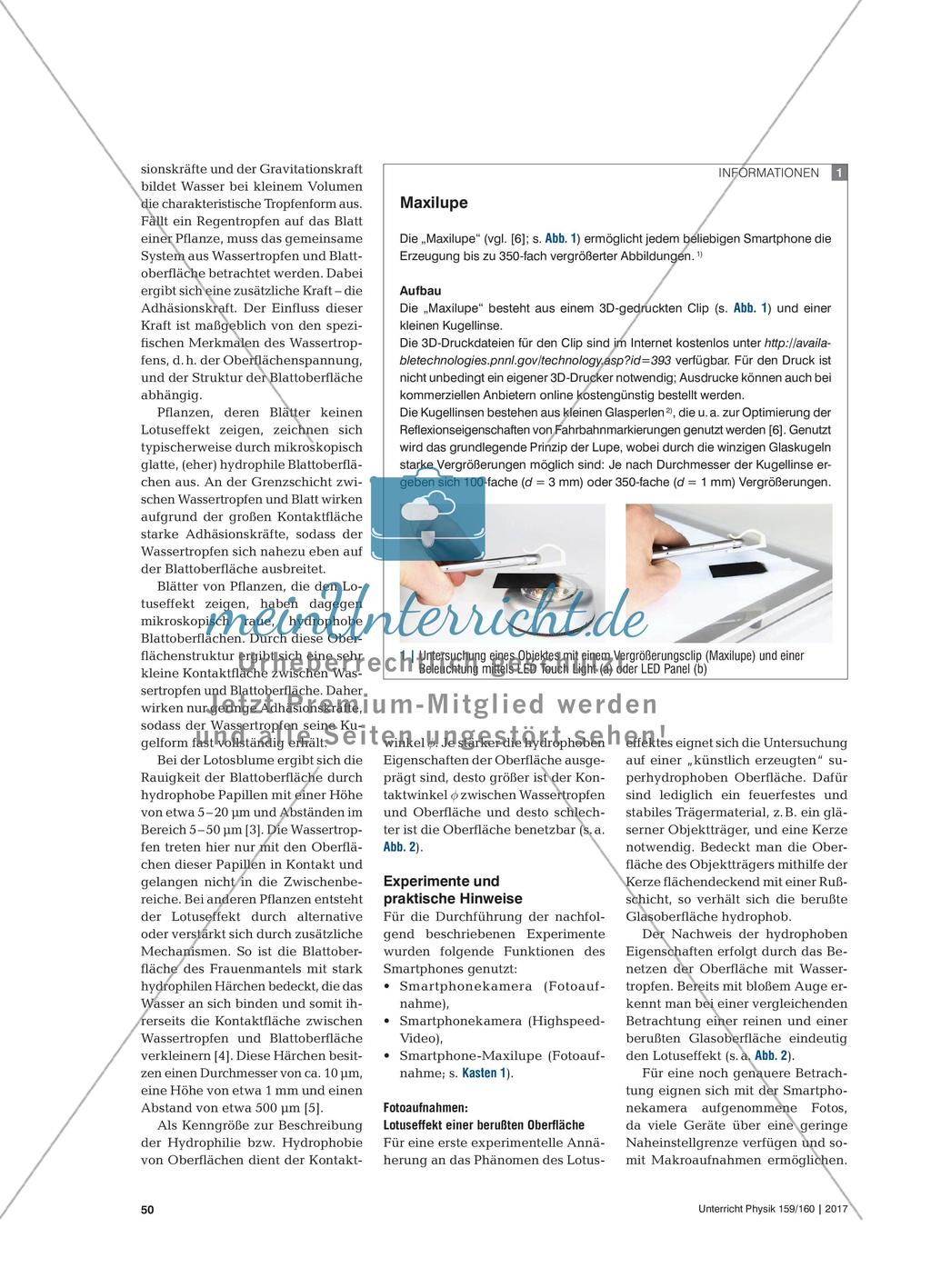 Von der Natur lernen - Experimente zur Untersuchung bionischer Phänomene mit dem Smartphone Preview 2