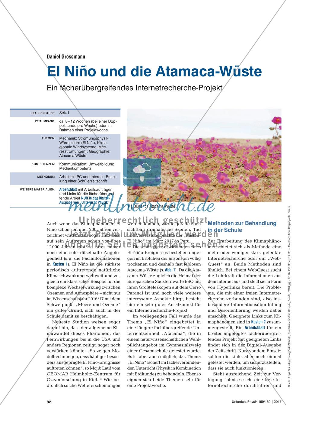 El Niño und die Atamaca-Wüste - Ein fächerübergreifendes Internetrecherche-Projekt Preview 1