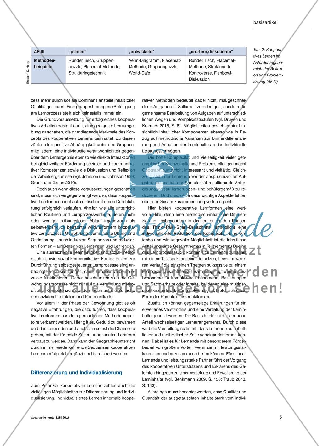 Kooperatives Lernen im Geographieunterricht - Potenzial für eine intensive Auseinandersetzung mit Lerninhalten Preview 4
