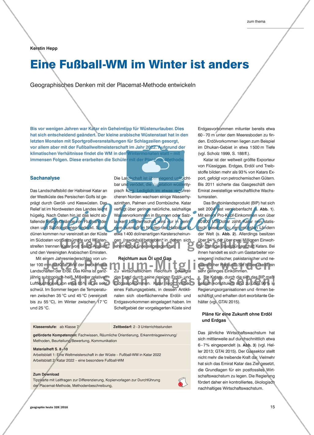 Eine Fußball-WM im Winter ist anders - Geographisches Denken mit der Placemat-Methode entwickeln Preview 1