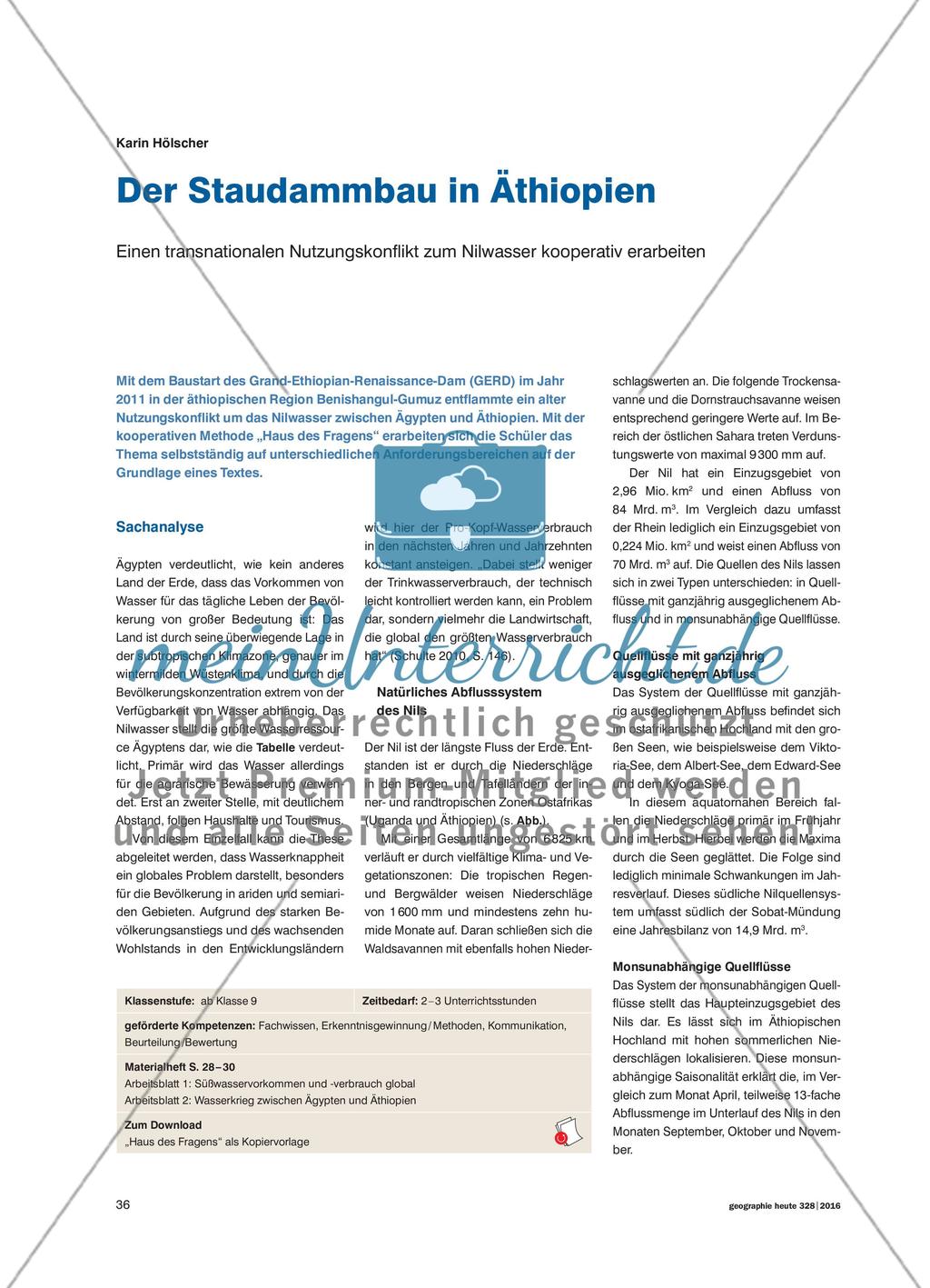 Der Staudammbau in Äthiopien - Einen transnationalen Nutzungskonflikt zum Nilwasser kooperativ erarbeiten Preview 1