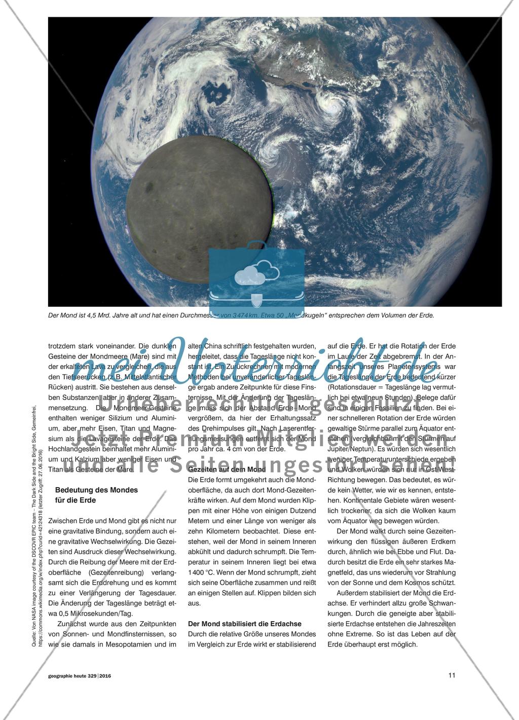 Der Mond – der Begleiter der Erde: Anhand von Beispielen den Einfluss des Mondes auf die Erde erarbeiten Preview 2