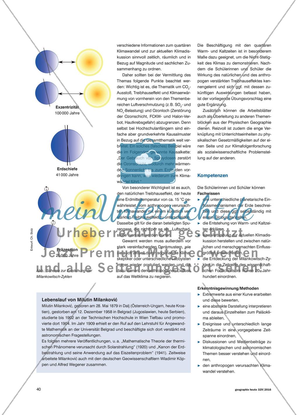 Quartäre Klimaschwankungen - Mithilfe der Milankowitsch-Zyklen Rückschlüsse auf den Klimawandel ziehen Preview 3