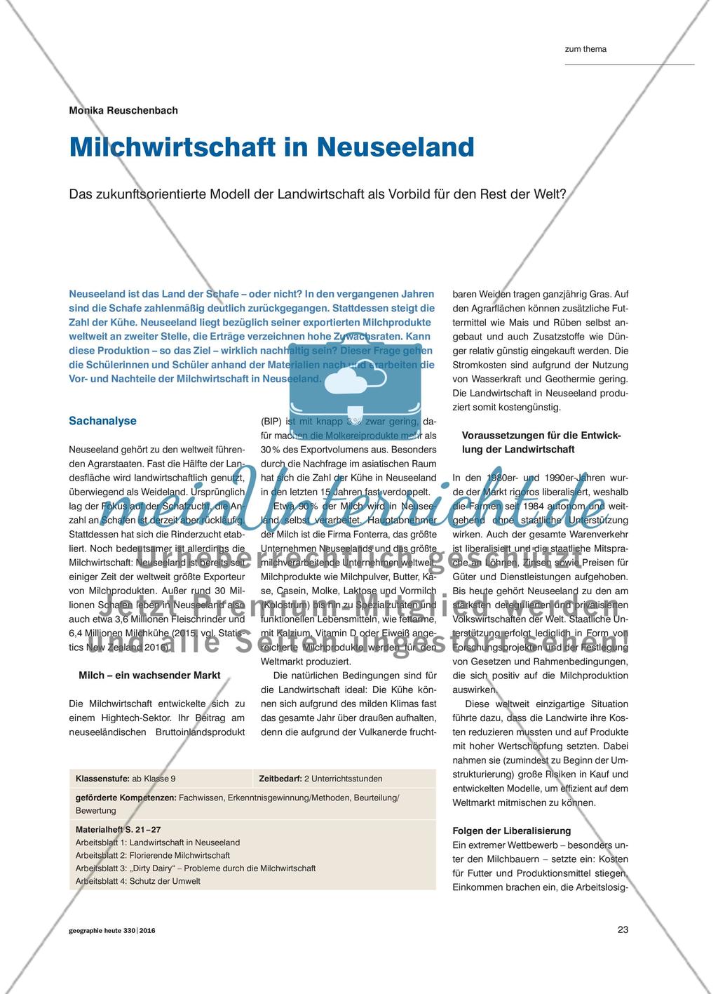 Milchwirtschaft in Neuseeland - Das zukunftsorientierte Modell der Landwirtschaft als Vorbild für den Rest der Welt? Preview 1